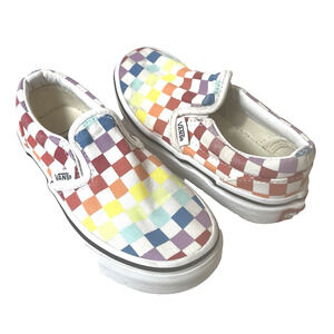 Vans Old Skool Kids Toddler Sz 10.5 Multicolor Check Slip On Canvas Comfort Shoe